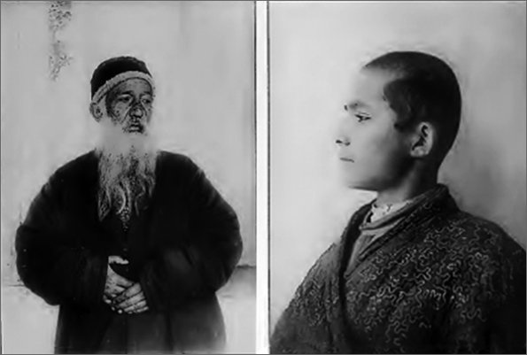 1902 Старый еврей из Самарканда и юный еврей из Ташкента. Иллюстрации из книги Гюго Краффта