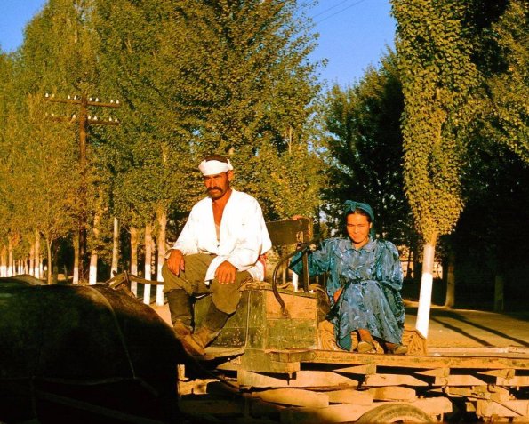 1956 Ташкент Отец и Дочь на Повозке Фото Жака Дюпакье