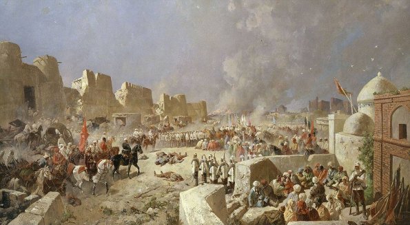 1868 Russian Troops Entering Samarkand Painting of 1988