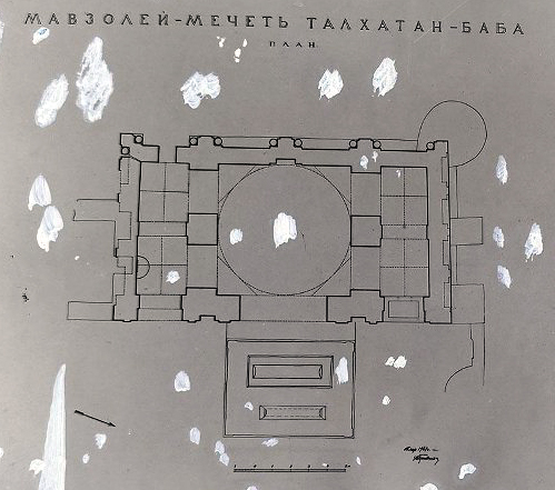 План, чертеж А.М. Прибытковой. Мавзолей Талхатан-Баба, г. Мары, Туркменистан. (2)