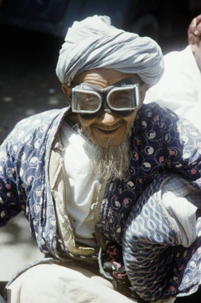 1959 Samarkand Elder Wearing Motocycle Goggles 2