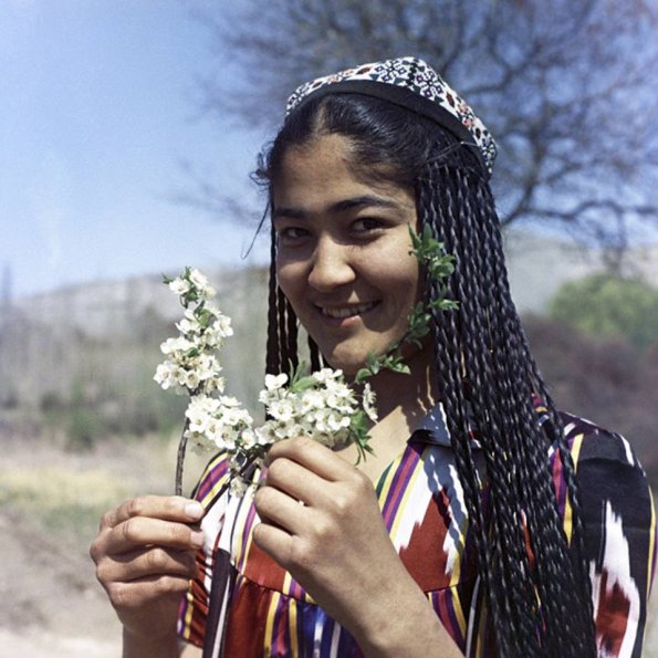 1967 Узбекистан Девушка Весна Цветы Фото Л Поликашина